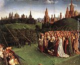 Jan van Eyck The Ghent Altarpiece Adoration of the Lamb [detail top right 1] painting